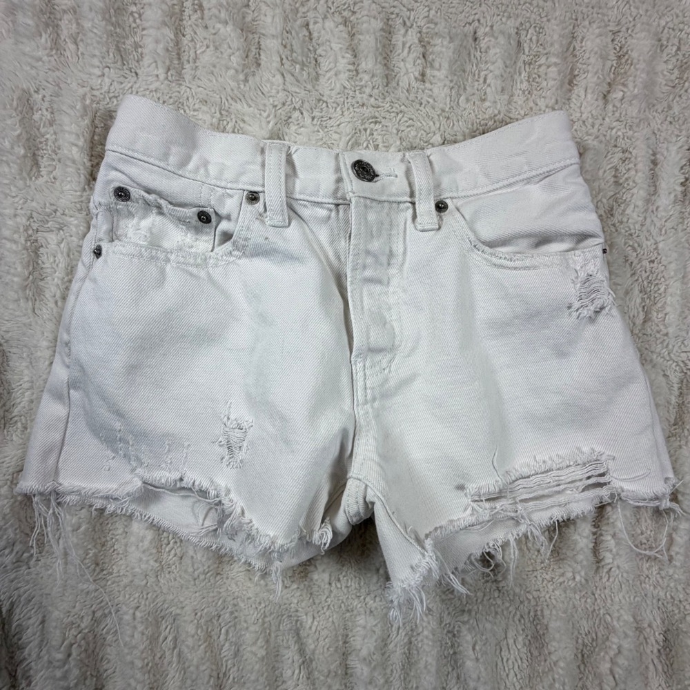 We The Free People Makai Cut Off Distressed Denim Shorts White Size 24